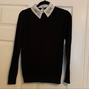 Rhinestone Collared Sweater